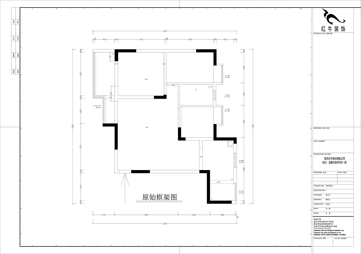 孟憲濤|橋西苑2-1-1104-108㎡-簡約風(fēng)格|3室2廳1衛(wèi)|老房裝修|定制家|全包14萬|00_01原始框架圖