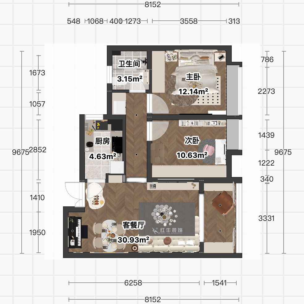 顧娟|北外灘水城16街區(qū)11-903-80㎡-簡歐風(fēng)格|2室2廳1衛(wèi)|新房裝修|定制家|全包12