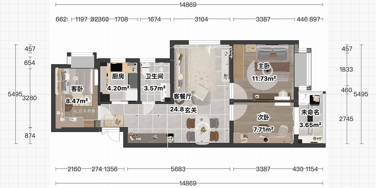 顧娟|觀泓雅苑b3-801-85㎡-現(xiàn)代簡(jiǎn)約風(fēng)格|3室2廳1衛(wèi)|舊房裝修|定制家|全包12