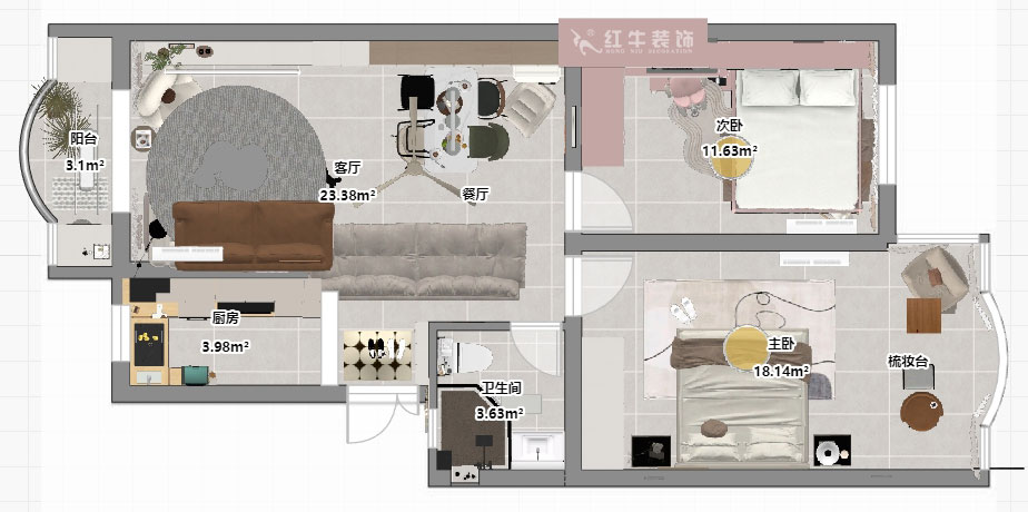 朱明琪|紫薇花園2-302-72㎡-現(xiàn)代風(fēng)格|2室2廳1衛(wèi)|老房裝修|定制家|全包12萬|00_03平面彩圖