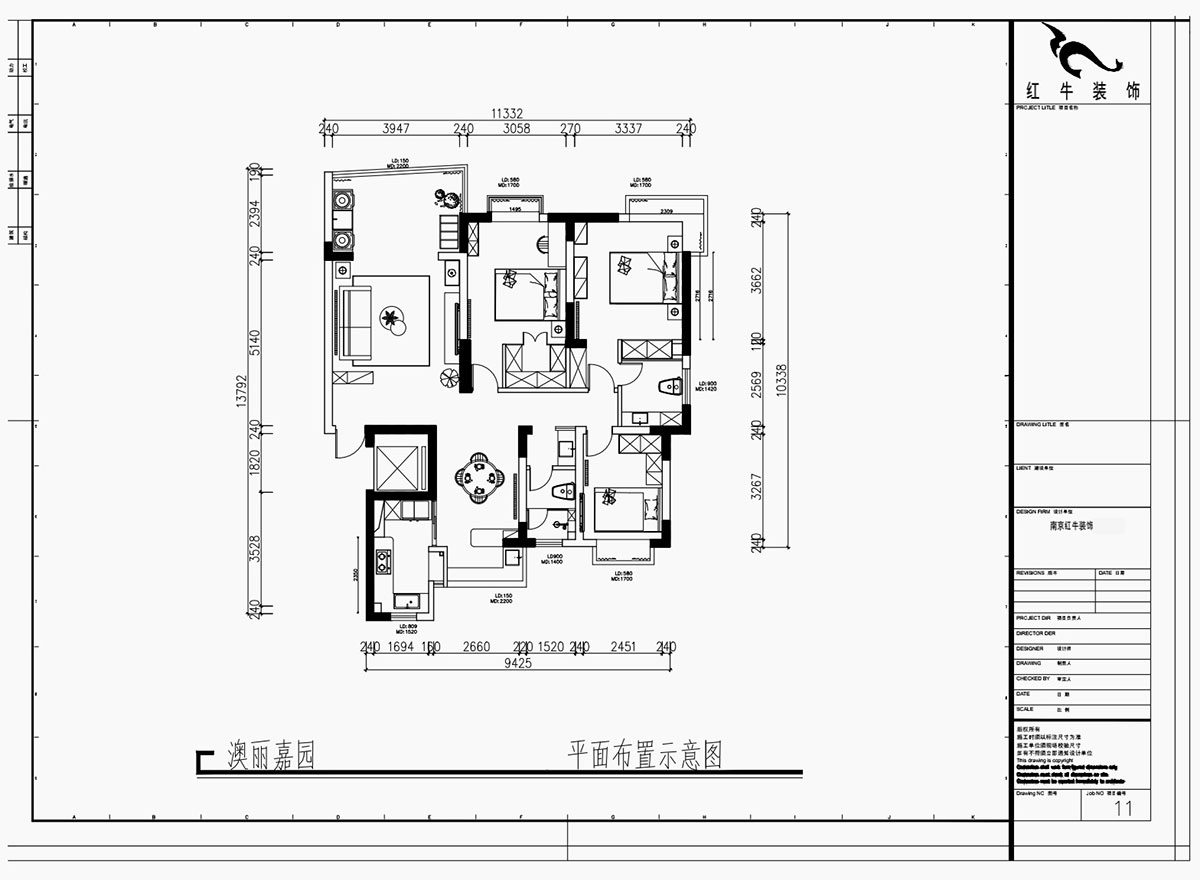魏利利|澳麗嘉園6-1004-128㎡-現(xiàn)代中古風(fēng)|3室2廳2衛(wèi)|老房改造|定制家|全包17萬(wàn)|00_02平面布置示意圖