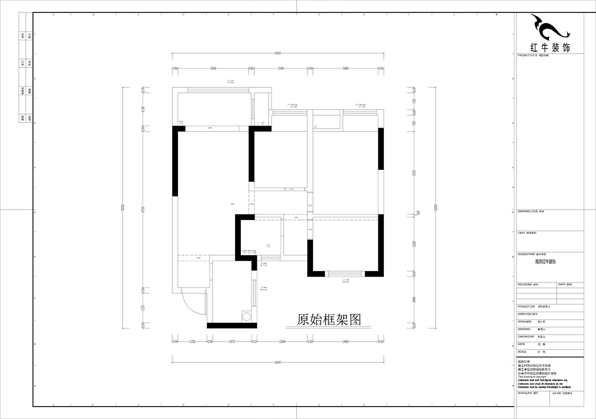 孟憲濤|江城苑6-2-1704-88㎡-簡約風格|3室2廳1衛(wèi)|新房裝修|定制家|全包12萬|00_01原始框架圖