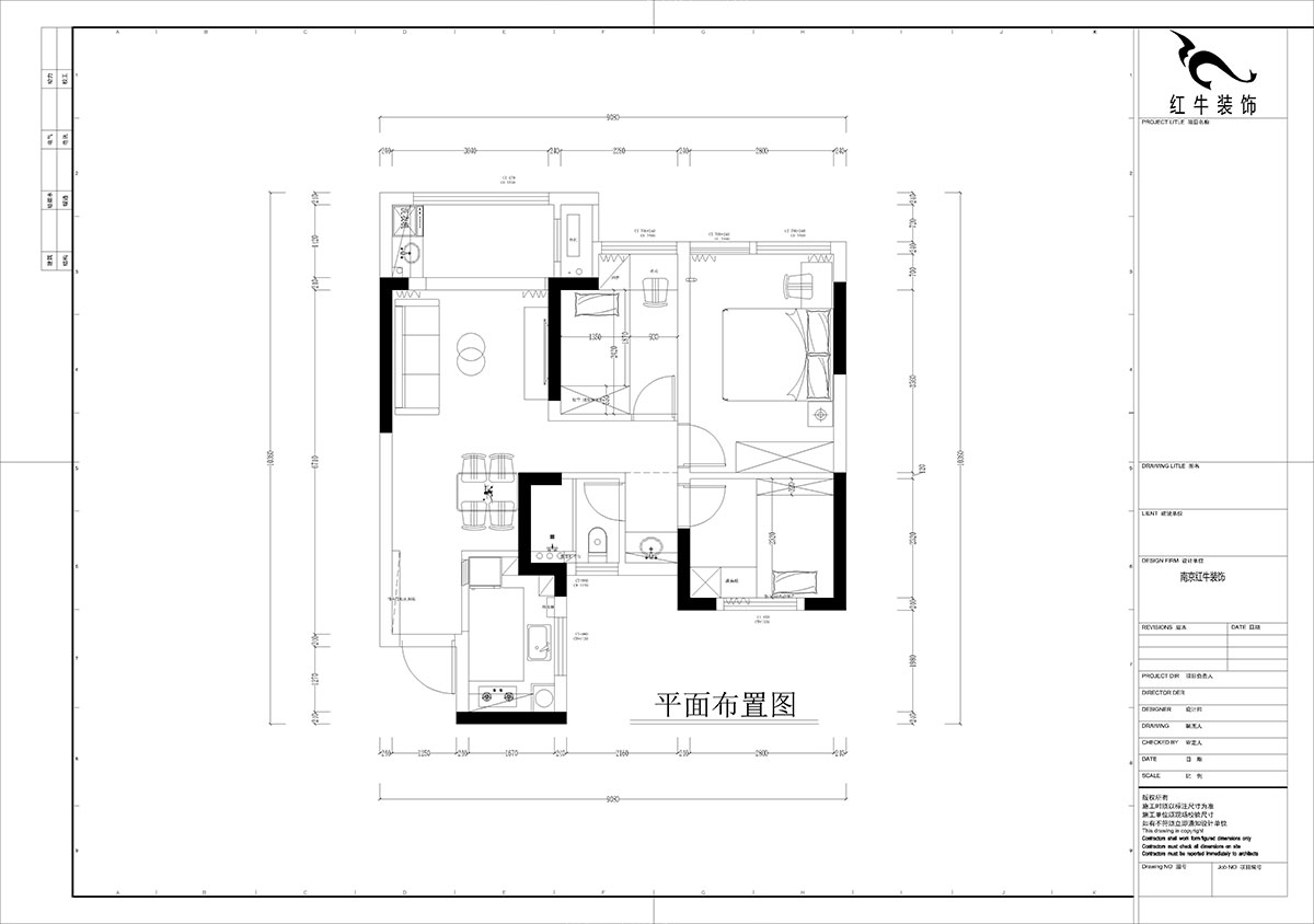 孟憲濤|江城苑6-2-1704-88㎡-簡約風格|3室2廳1衛(wèi)|新房裝修|定制家|全包12萬|00_02平面布置圖