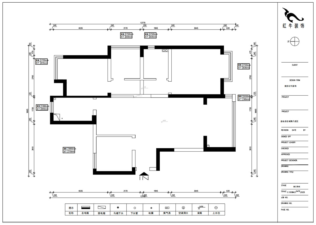 朱明琪|金地自在城8街區(qū)5-1-501-111㎡-中古風(fēng)|3室1廳2衛(wèi)|老房裝修|定制家|全包15萬|00_01原始結(jié)構(gòu)圖