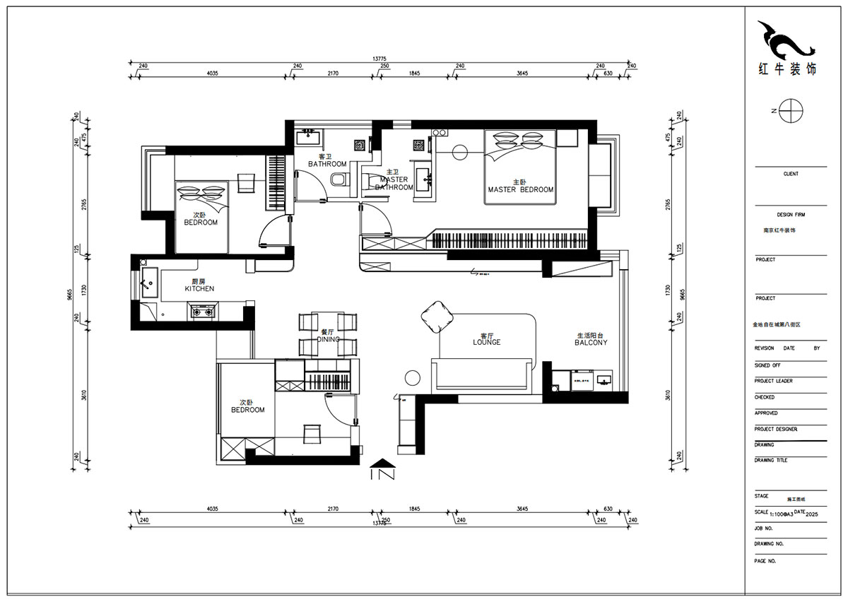 朱明琪|金地自在城8街區(qū)5-1-501-111㎡-中古風(fēng)|3室1廳2衛(wèi)|老房裝修|定制家|全包15萬|00_02平面布置圖
