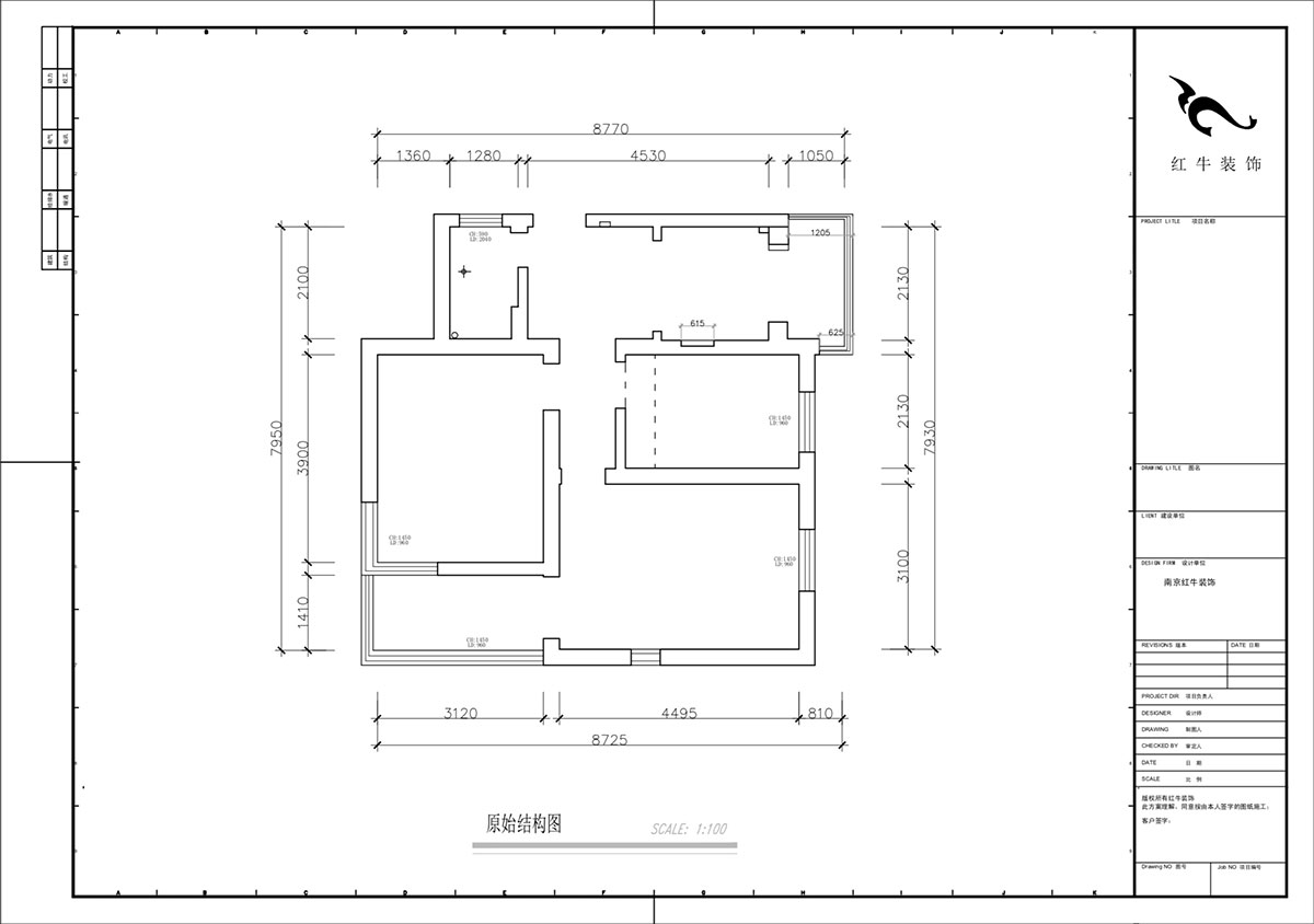 蔣琛｜成賢街92號院9-301-68㎡-現(xiàn)代簡約風(fēng)格｜3室1廳1衛(wèi)｜老房裝修｜定制家｜全包10萬｜00_01原始結(jié)構(gòu)圖